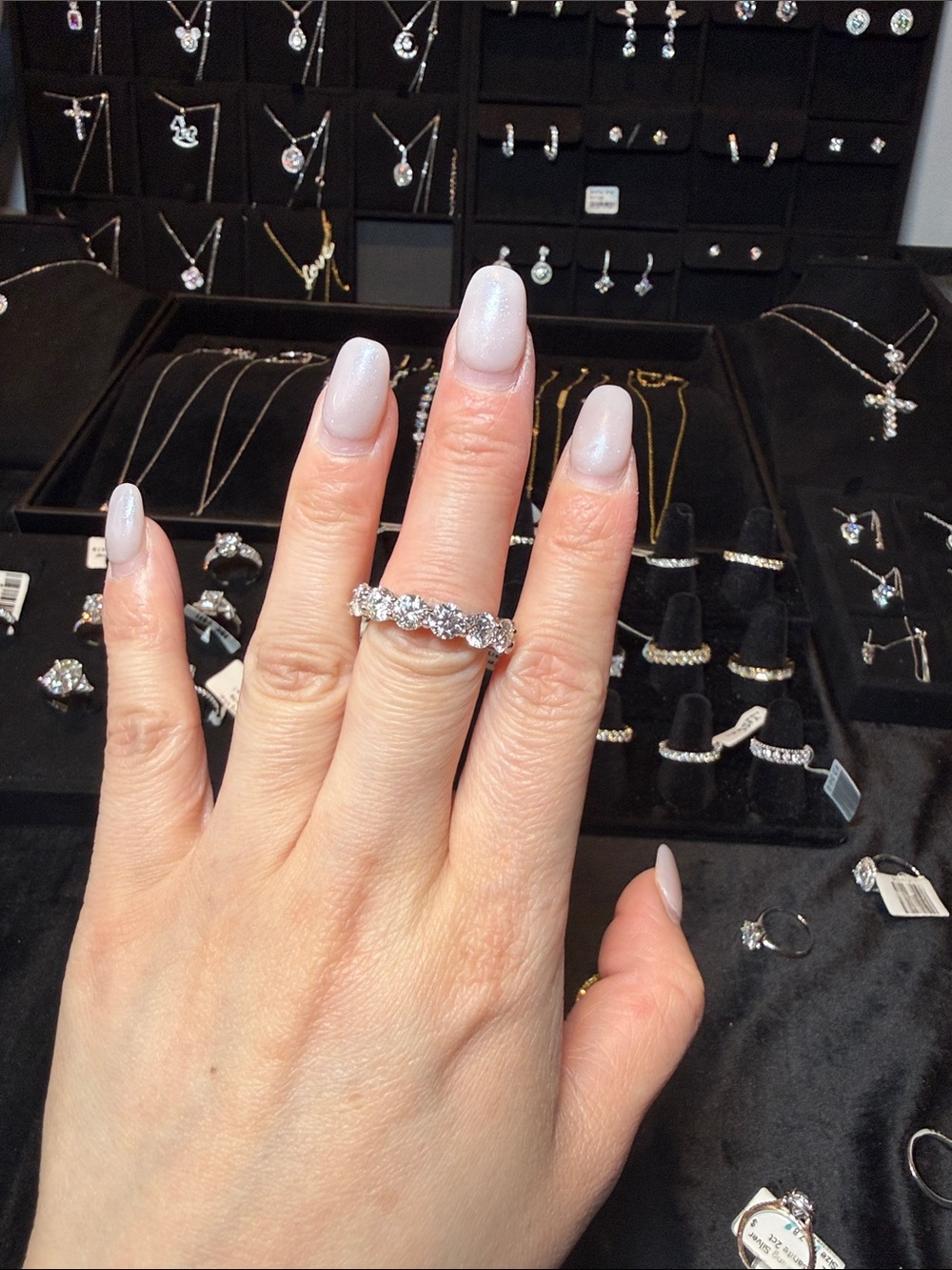 Silver Moissanite Eternity Band Ring - White